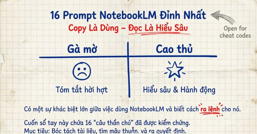 16 promt NotebookLM từ Gà mờ đến Cao thủ